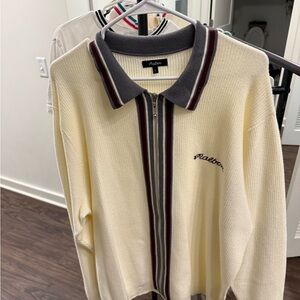 Malbon Men's Cream Zip-Up